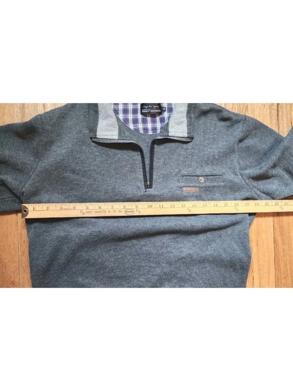 Kansai Yamamoto 1/4 Zip Jacket Japanese Pullover Sweatshirt Medium Grey Soft - Picture 5 of 11